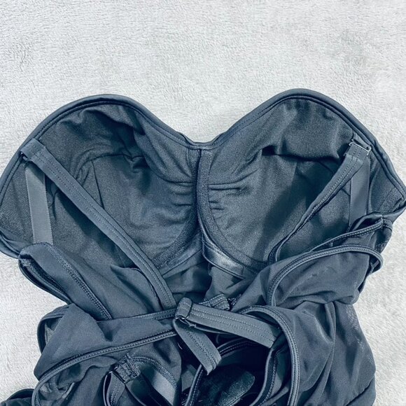 Torrid Underwire Long Mesh‎ Overlay Swim Dress With Brief 1 D/DD Deep Black - Picture 13 of 15